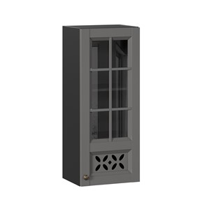 Шкаф на кухню Амели-3 400 высокий со стеклом ЛД 299.420.000.042, Черный/Оникс серый в Белгороде
