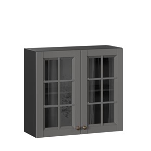 Настенный шкаф Амели-3 800 со стеклом ЛД 299.360.000.036, Черный/Оникс серый в Белгороде