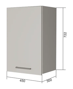 Кухонный навесной шкаф В7 45, Сатин/Белый в Старом Осколе