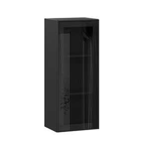 Кухонный навесной шкаф высокий со стеклом 400 Индиго ЛД 298.420.000.068, Чёрный/Чёрный в Белгороде