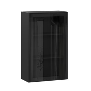 Настенный шкаф высокий со стеклом 600 Индиго ЛД 298.450.000.170, Чёрный/Чёрный в Белгороде