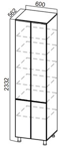 Шкаф-пенал кухонный Стайл, П600г(2332), МДФ в Старом Осколе