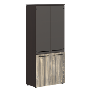 Шкаф колонка со стеклянными и глухими дверями MORRIS  Дуб Базель/Венге Магия MHC 85.2 (854х423х1956) в Старом Осколе