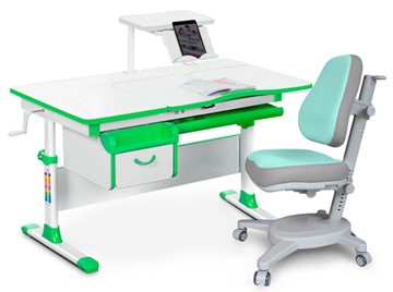 Комплект растущая парта + стул Mealux EVO Evo-40 Z (арт. Evo-40 Z + Y-110 TG) / (стол+полка+кресло) / белый, зеленый, серый в Старом Осколе