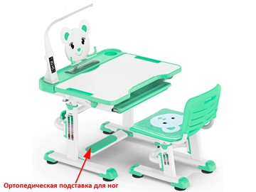 Растущий стол и стул Mealux EVO BD-04 Teddy New XL, с лампой, green, зеленая в Старом Осколе
