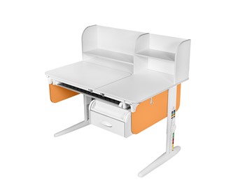 Детский стол-трансформер Lp/70-45 (СУТ.62 PRO) + Tumba 8 с лотком белый/белый/оранжевый в Белгороде