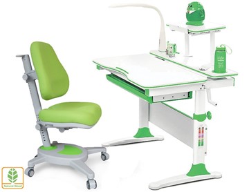 Растущая парта + стул Комплект Mealux EVO Evo-30 Z (арт. Evo-30 Z + Y-110 KZ), серый, зеленый в Старом Осколе