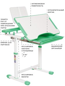 Растущие парта + стул SET HOLTO-17А, зеленый в Белгороде - предосмотр 5